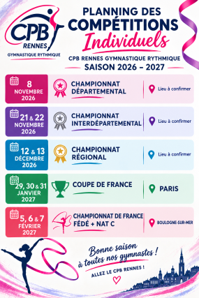 Calendrier des compétitions individuels 2026 2027